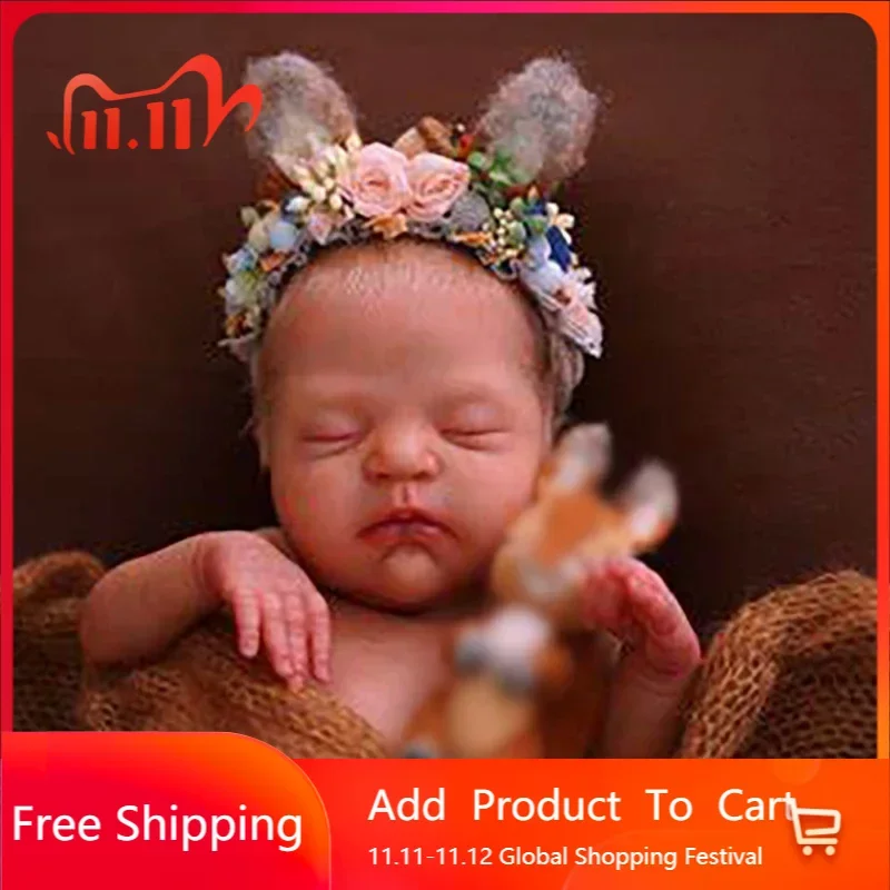 20inch Unpainted Reborn Doll Kit Remi-Ashton Sweet Sleeping Baby Girl Soft Real Touch Unpainted Unfinished DIY Doll Parts