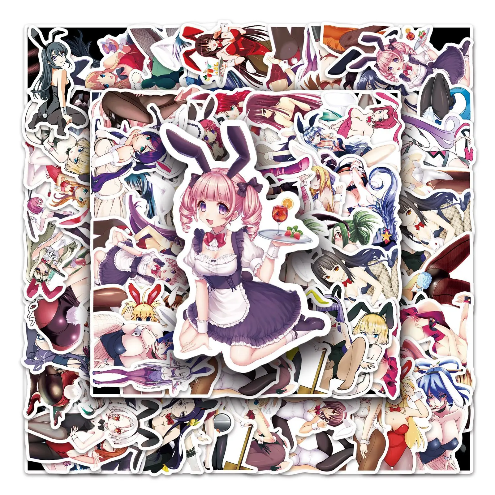 61PCS Bunny Girl Stickers Maid Graffiti Stickers DIY Diary Phone Case Handmade Scrapbook Aesthetic Stickers