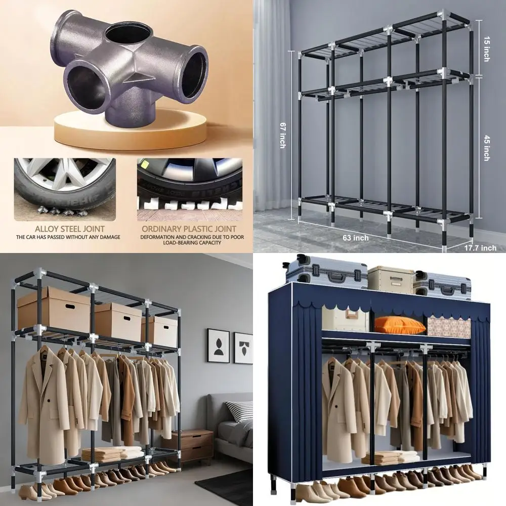 

Портативный шкаф для одежды большой вместимости 67 x 17.7 x 63 см с нетканым чехлом, идеально подходит для хранения вещей в спальне