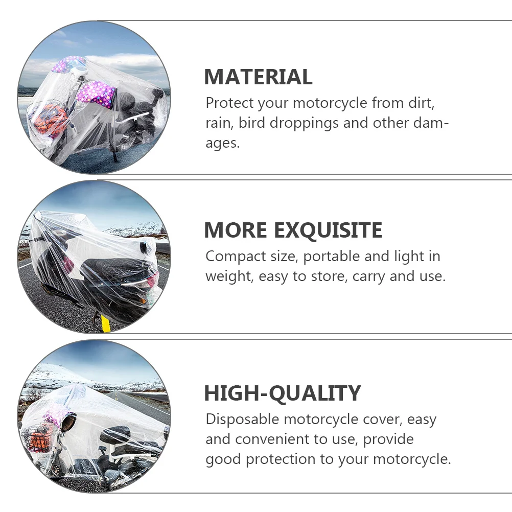 

4Pcs Motorcycle Cover Waterproof Dust Proof Bike Protective Cover Outdoor All Season Disposable Riding Accessory for Rain Mud