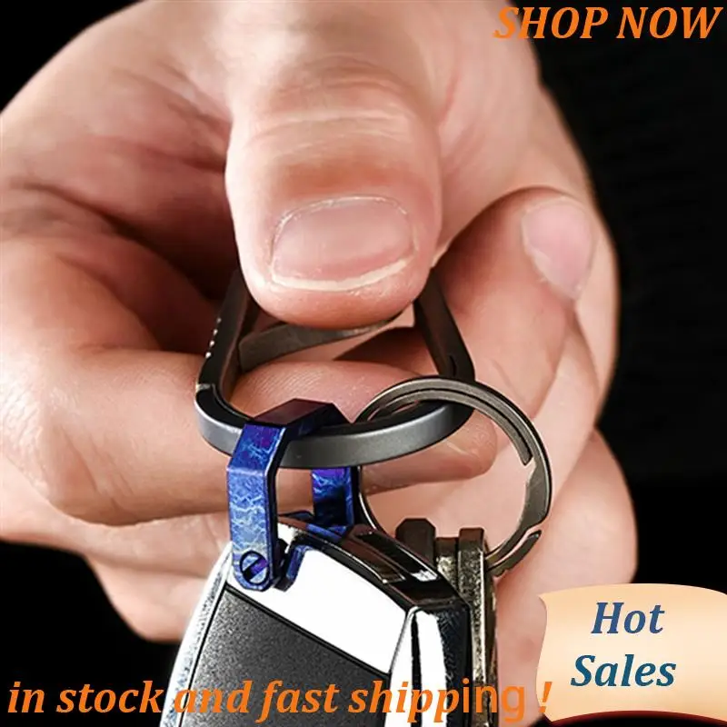 

ABVB-Flat D Shape Design Buckle Keychain Titanium Alloy Horseshoe Buckle Multi-Tool EDC Car Buckle Outdoor Gear L