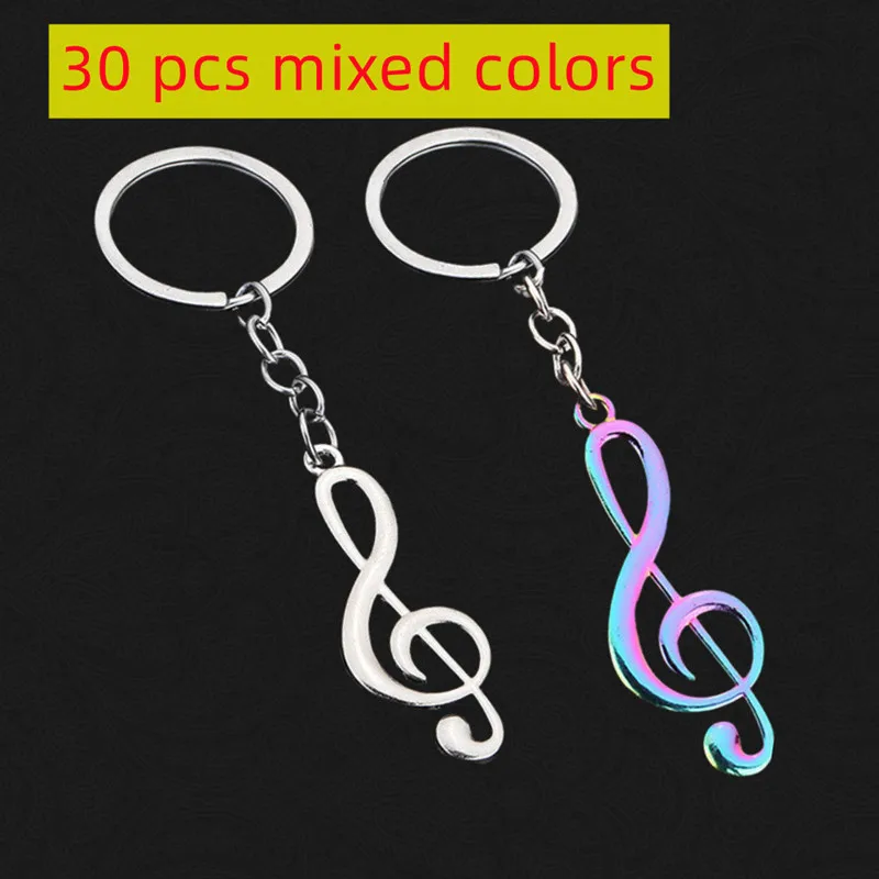 30Pcs Music Keychain Music Note Keychain Music Note Keyfob G Clef Musical Symbol Metal Key Rings Students Teacher Bag Decoration