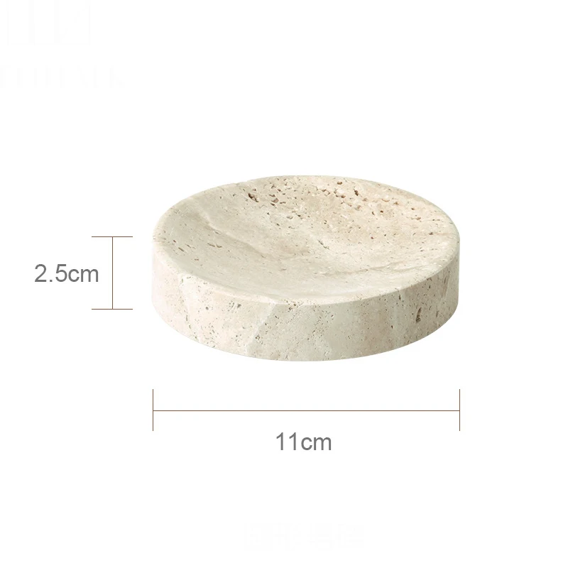 Beige Travertijn Badkamerset Natuurlijke Marmeren Zeepdispenser Rietverspreider Tissue Box Lade Badkameraccessoires - afbeelding 1