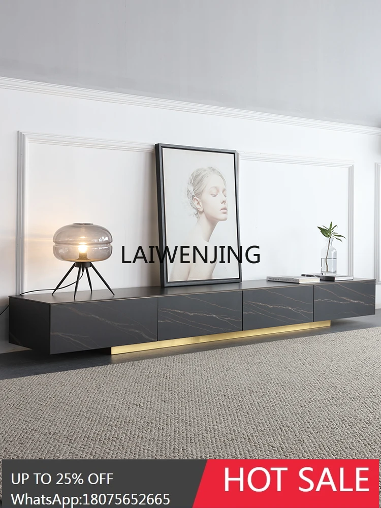 light luxury TV cabinet coffee table modern simple Nordic marble long floor cabinet