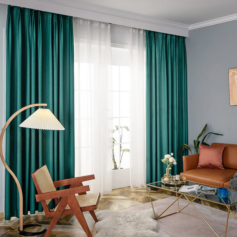 

Curtains for Living Room Bedroom Full Blackout Window Sun Protection Heat Insulation Sound Finished Sunshade Opaque Curtain