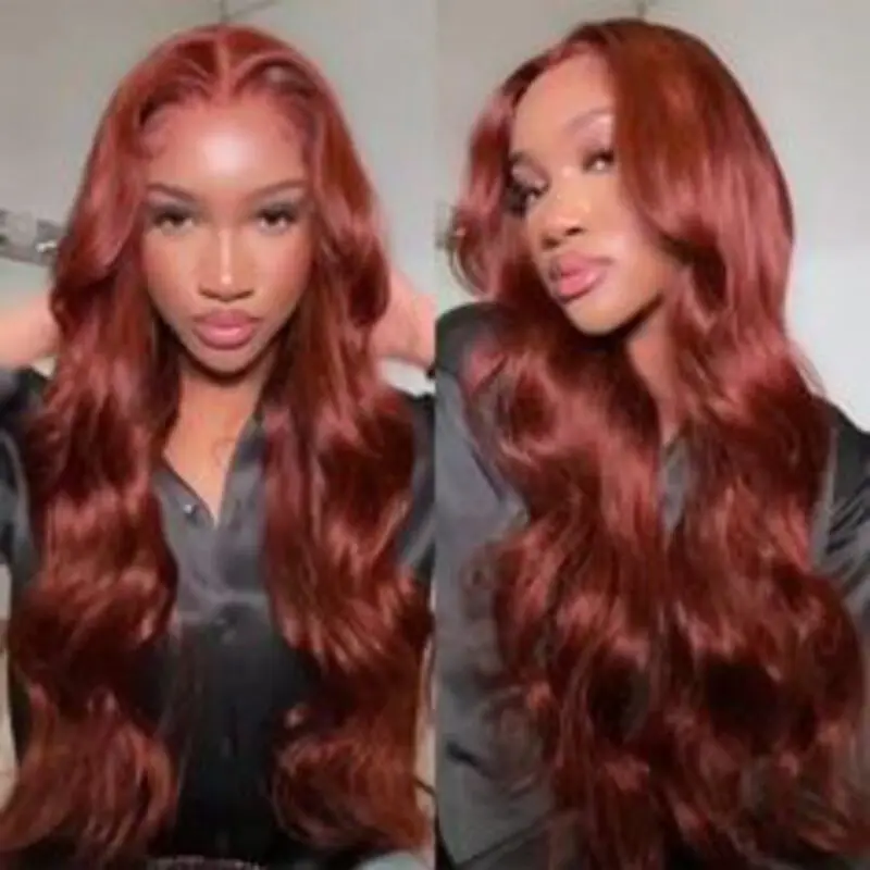 Reddish Brown 250% HD Dark Red Brown Body Wave 13x6 Lace Front Human Hair Wigs 13x4 Lace Frontal Wig