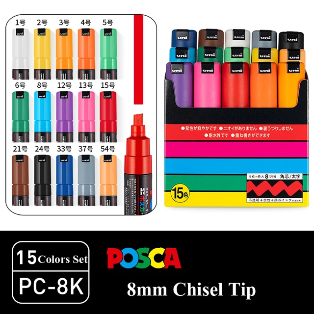 Uni Posca Farbmarker, Acryl, PC-1M/3M/5M/8K/17K, Farben Graffiti, Jabkav Sean Itt Zeichnung, Werbeposter, Schreibwaren, Kunstbedarf