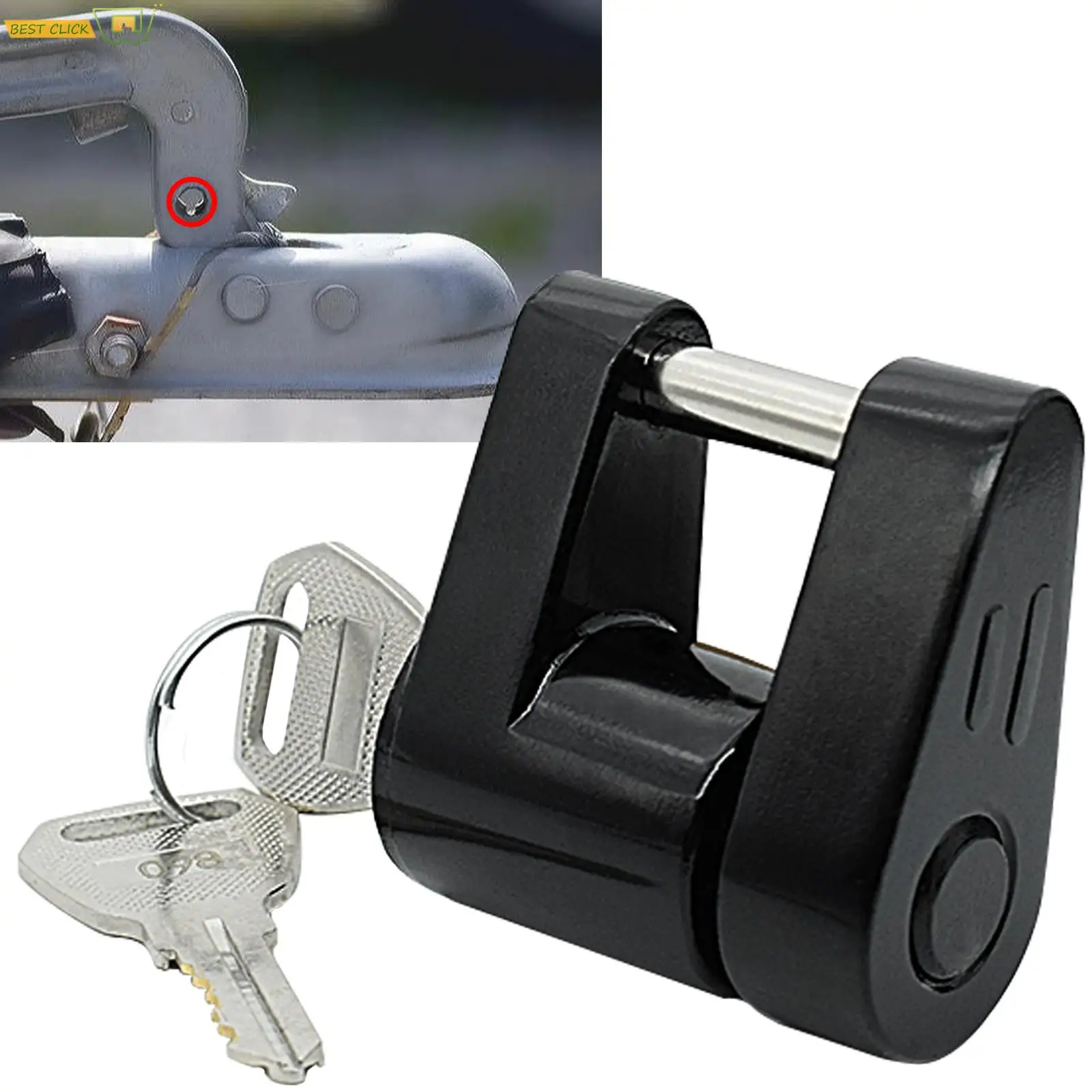 Rust-resistance Anti-theft Trailer Hitch Lock Trailer Coupler Padlock Hook Lock Tongue Locks Hitch Security Protector