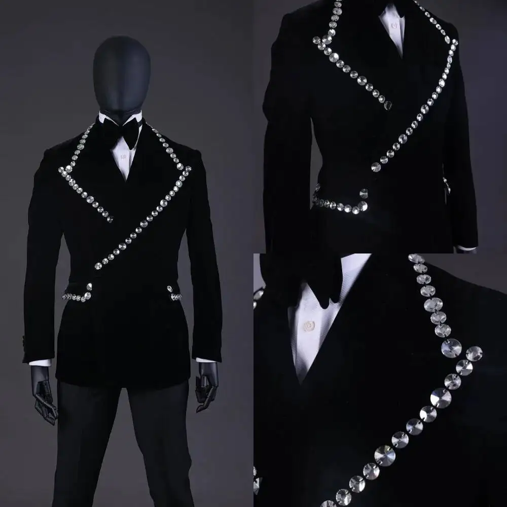 

Luxury Man Suits 2 Piece Blazer Peaked Lapel One Button Groom Tuxedos Formal Prom Slim Fit Custom Made For Evening Party