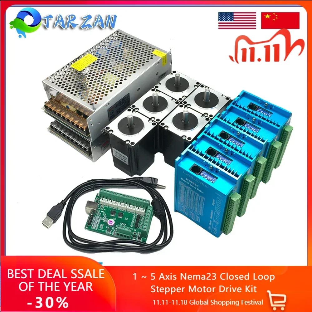 Nema23 Closed Loop Stepper Motor 1.2Nm/2Nm/3 Nm DC Hybird Servo With Encoder Motor Drive Kit  For CNC Router 1 3 5 Axis Kit