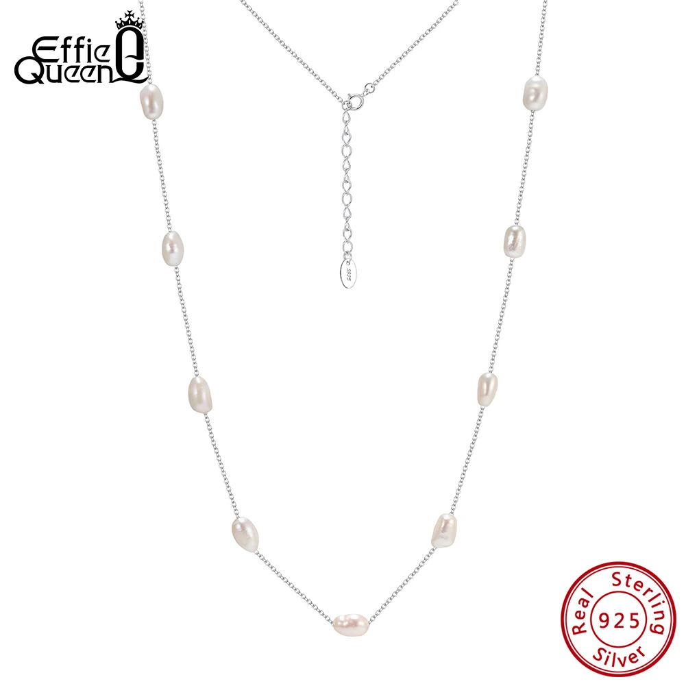 

EFFIE QUEEN Элегантное ожерелье из натурального жемчуга для женщин, серебро 925 пробы, жемчужное колье в стиле барокко, изящное ювелирное украшение, подарок GPN97