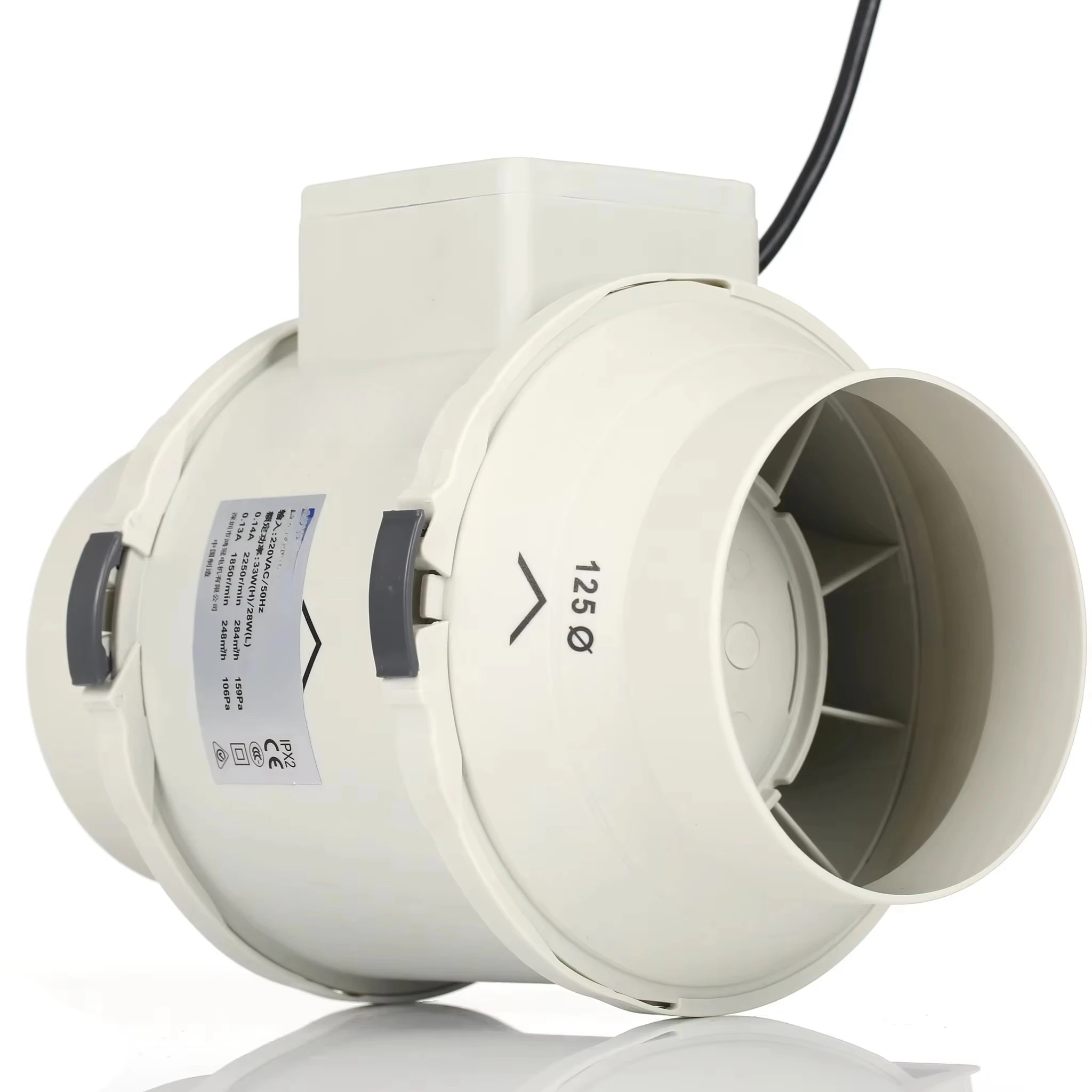 5 Inch INline Duct Fan  Hot Sales Waterproof Beautiful Lines and Light Weight Industrial Ventilation Fan