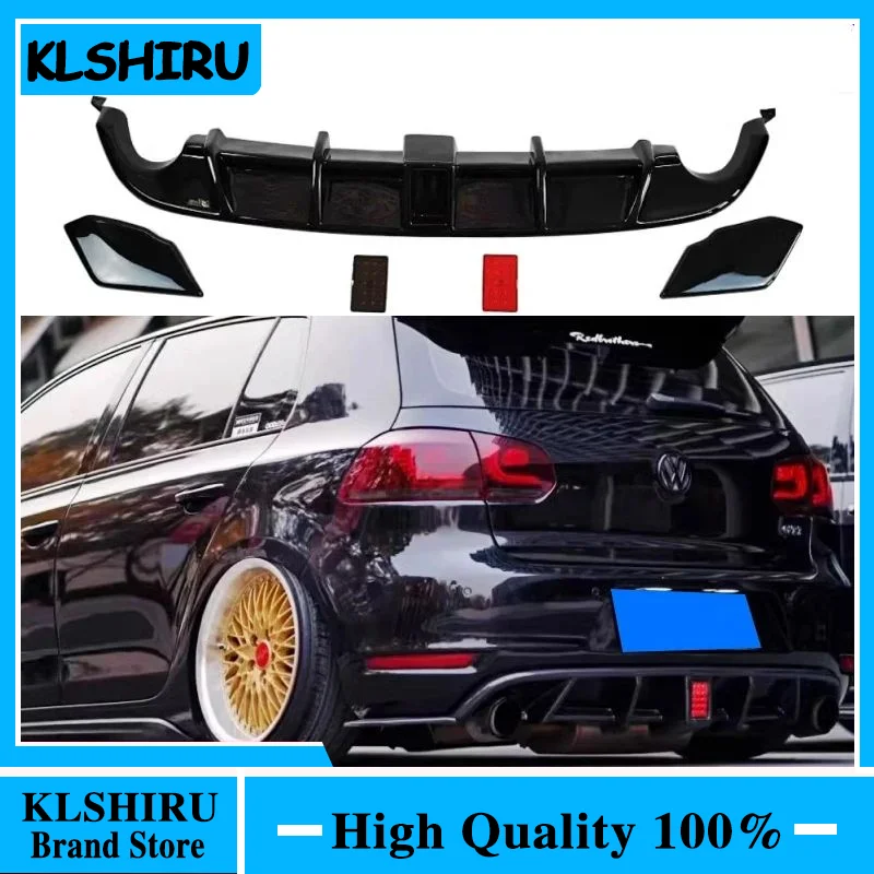 Diffusore posteriore per Volkswagen Golf MK6 GTI 2008-2013 Kit carrozzeria nero lucido Spoiler paraurti Spoiler Splitter in plastica