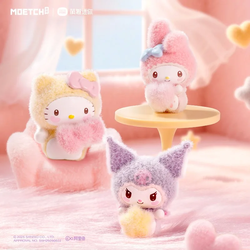 Moerch Sanrio Charaktere Blind Box Spielzeug Flocked-Serie Anime-Figur My Melody Hello Kitty Kuromi Puppen-Modell Spielzeuge – Detail 6