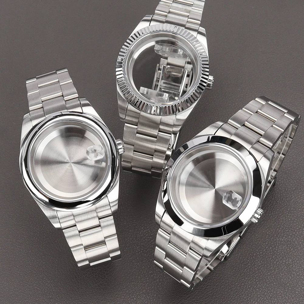Boîtier de montre brossé design 36mm/39mm, bracelets étanches de qualité supérieure, cristal saphir pour Datejust nh35 nh36 miyota8215 Movt, cadran 28.5mm