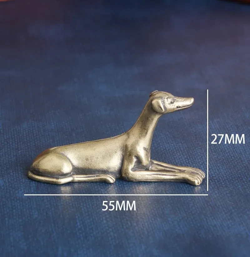 Vintage Copper Lying Dog 12 Zodiac Figurines Desktop Ornament Decoration Retro Brass Dog Home Craft Decor - view 6