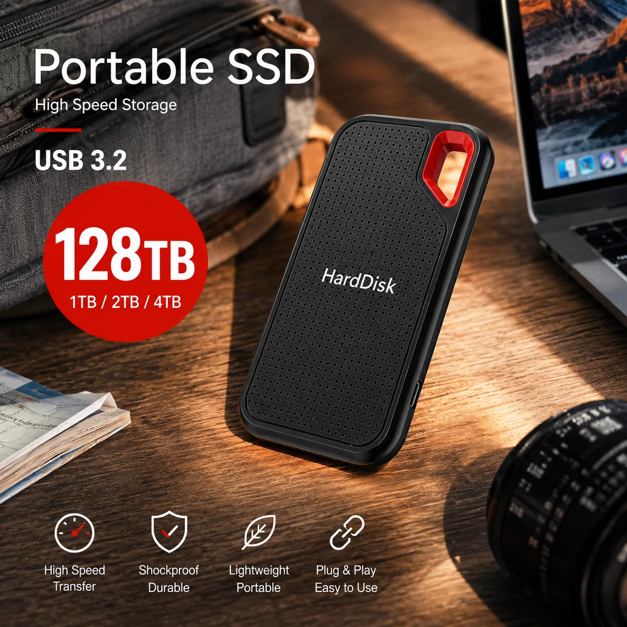 Mini Portable SSD Hard Drive USB3.1 for Data Backup Storage