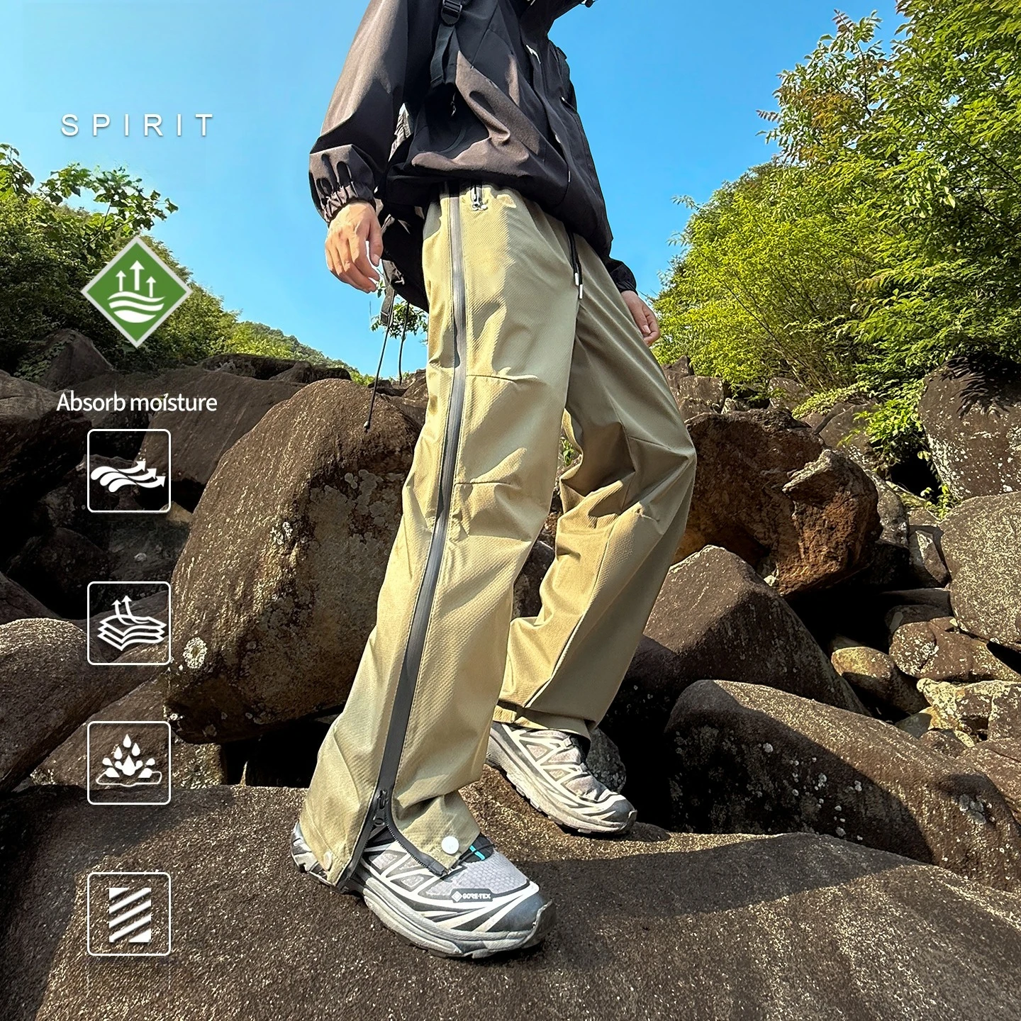 

Мужские брюки свободного покроя на молнии Mountain Series, водонепроницаемые и дышащие, для альпинизма/походов/повседневные брюки