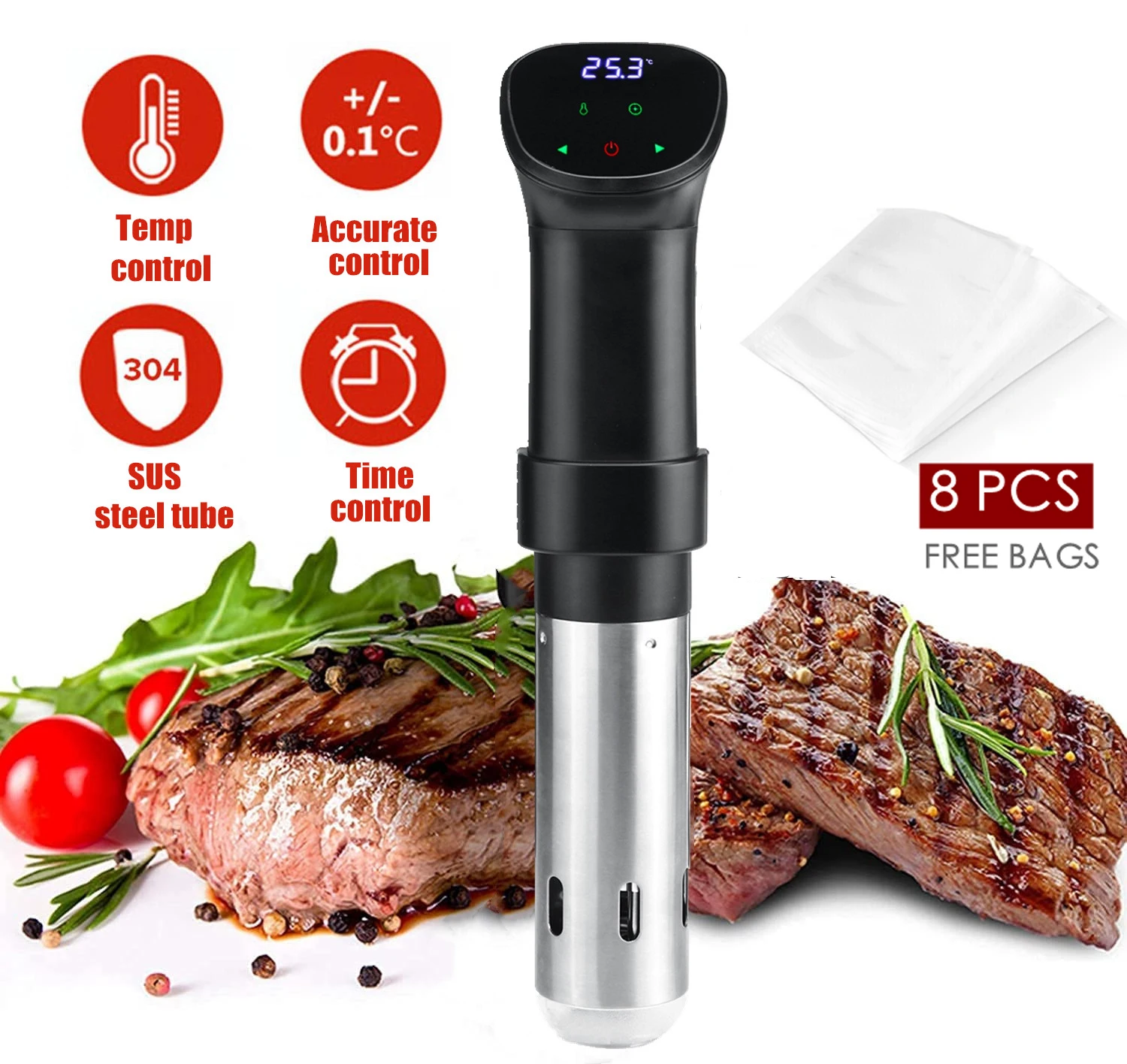 Powerful Vacuum Sous Vide Cooker 1800W Precision Cooker Immersion Circulator Accurate Cooking LCD Digital Timer Cooking Machines