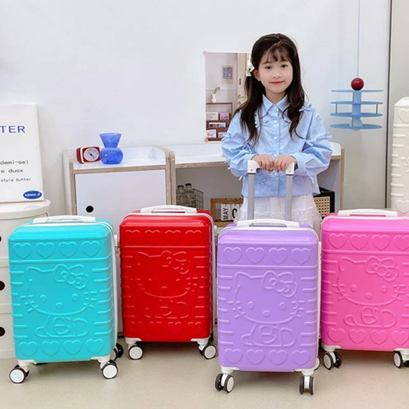 

20 Inches Hello Kittys Children's Luggage New Cute Cartoon Boarding Suitcase Universal Wheel Travel Case Bags for Woman