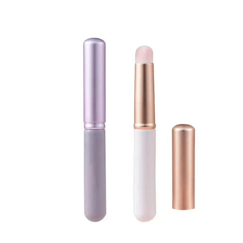 Mini Lip Brush Portable Round Head Carry Lid Lipstick Brush Concealer Brush Soft synthetic Girl Lip Gloss Smudge Makeup Brush