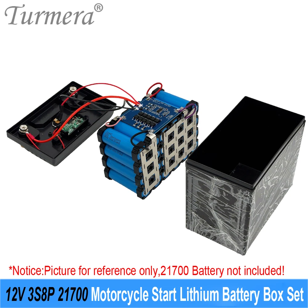 Motorcycle Start Battery Box 3S8P 21700 Battery Holder Nickel 12.6V 30A Balance BMS with NTC for Replace 12V Lead-acid Battery