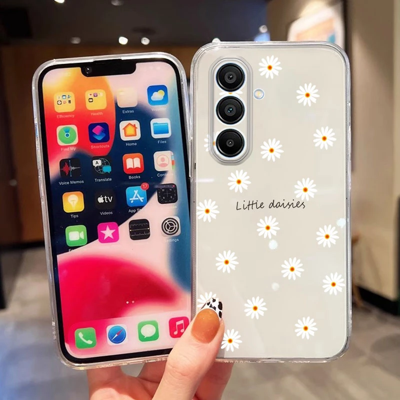 For Samsung Galaxy A56 A17 A07 A13 A14 A15 A25 A34 A35 A36 A54 A55 A06 A04S A24 Luxury Flower Plants Silicone Clear Phone Case