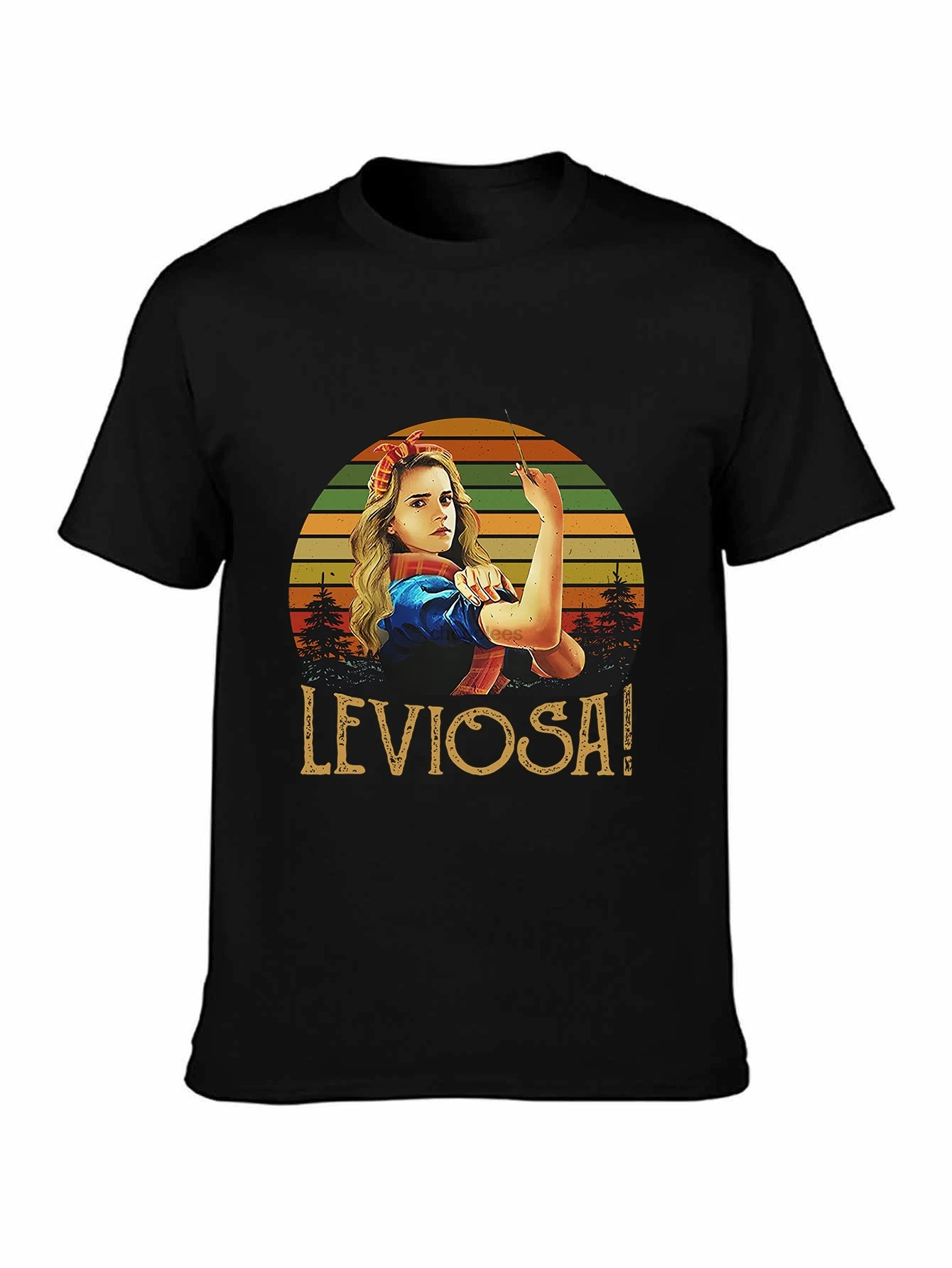 Leviosa غروب الشمس تي شيرت تقليدي Leviosa قميص هيرميون جرانجر قميص هيرميون عشاق قميص إيما واتسون قميص هيرميون خمر شي