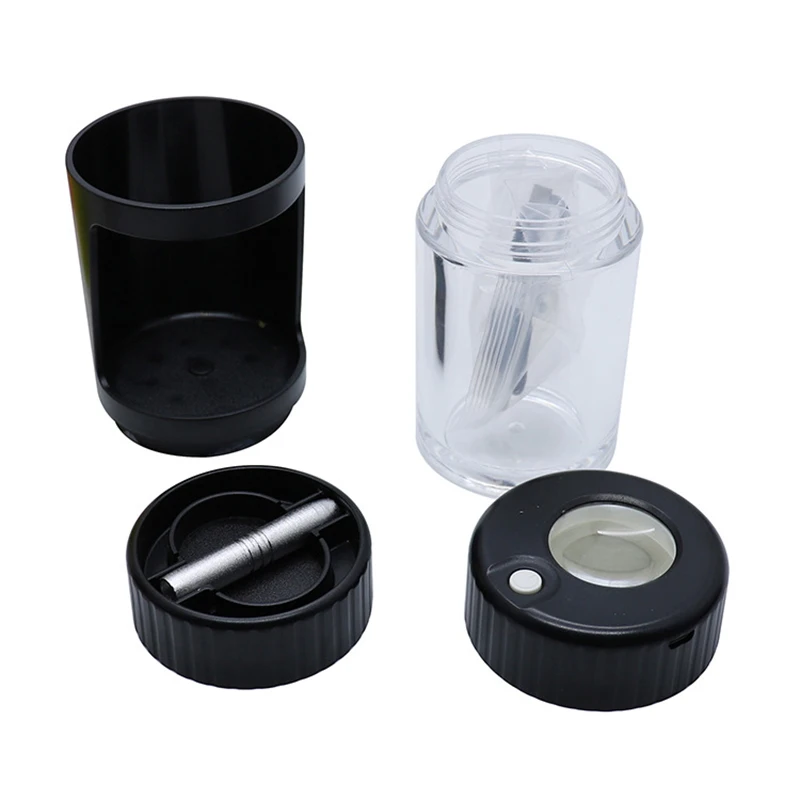 Multifunctional LED Tobacco Storage Jar with Metal Tobacco Pipe Grinder Magnifier Dampproof Sealed Can Smoking Accessories