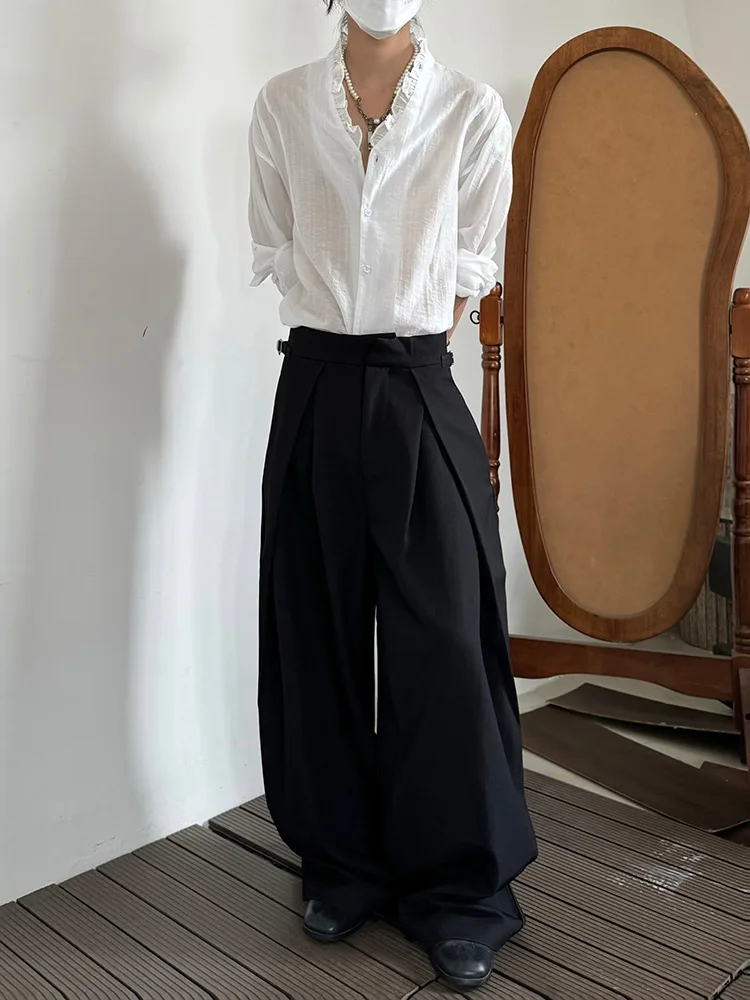 High Waist Wide Leg Pants PCGO14GSL Adjustable Vintage Patchwork  Color Youth Casual Summer Polyester Blend Fibers