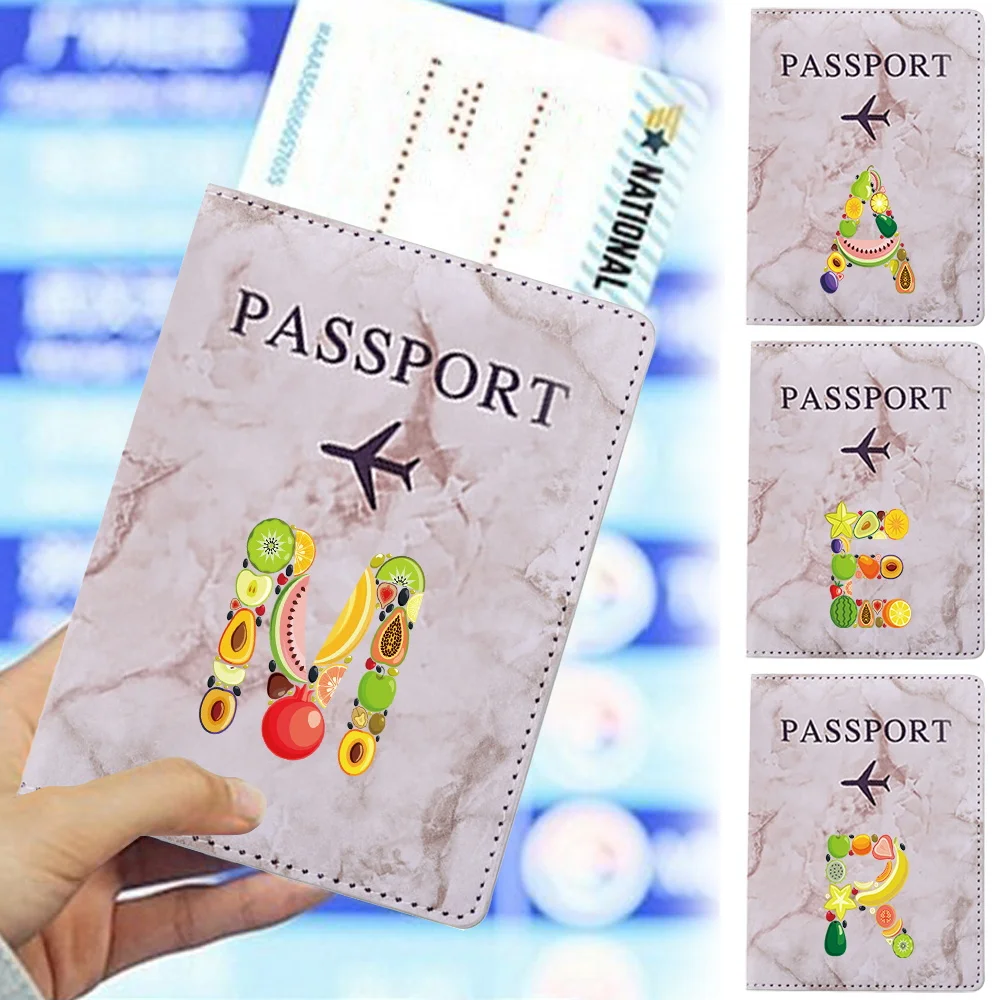 

Passport Cover Waterproof Dirt Passport Holder Fruit Letter Printing Series Ticket Document Business Credit ID Card Walle