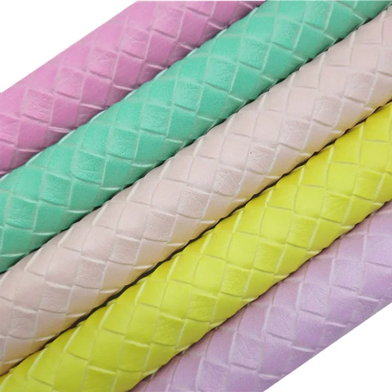 Amonglitter Pastel Colors Synthetic Leather, Weave Embossed Faux Leather Fabric Sheets for DIY Bows Bags 21x29cm A4 size MB425