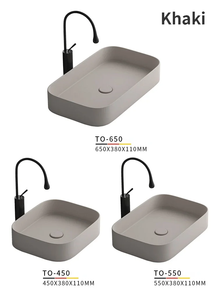 Nordic Simple Washbasin Ceramic Bathroom Sinks Khaki Glass Vessel Single Bowl Shampoo Basin YX456TB