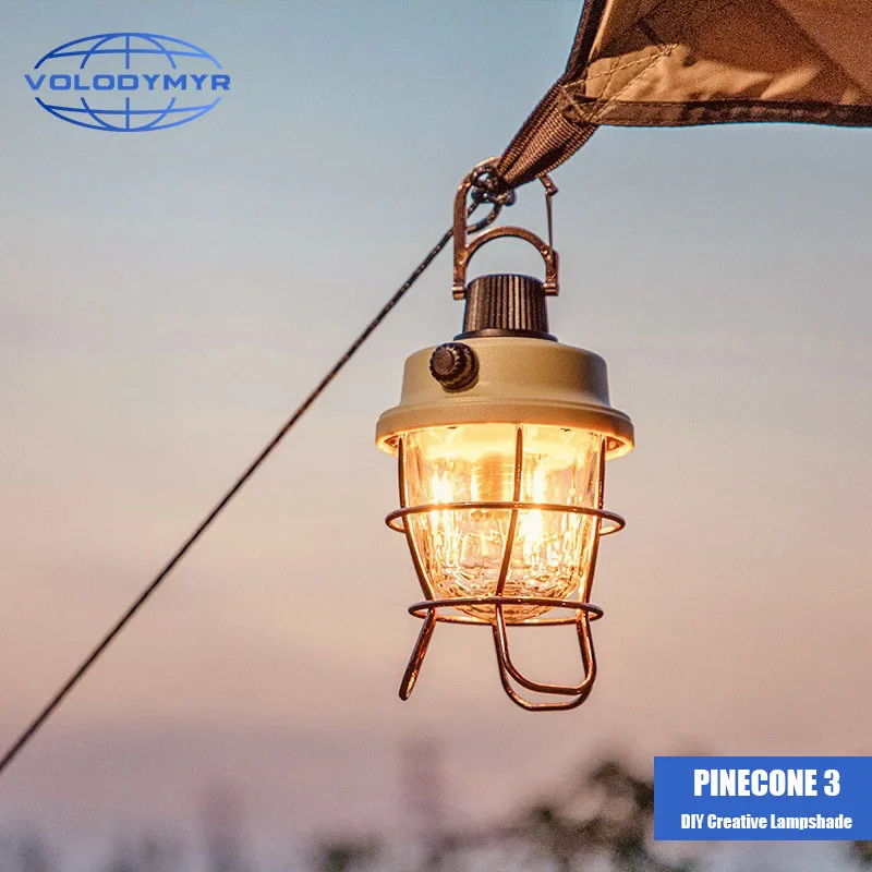 

VOLODYMYR Vintage Camp Lamp Lighting Tent Atmosphere Light Hanging LED Camping Lantern for Car Repair Maintenance Checking