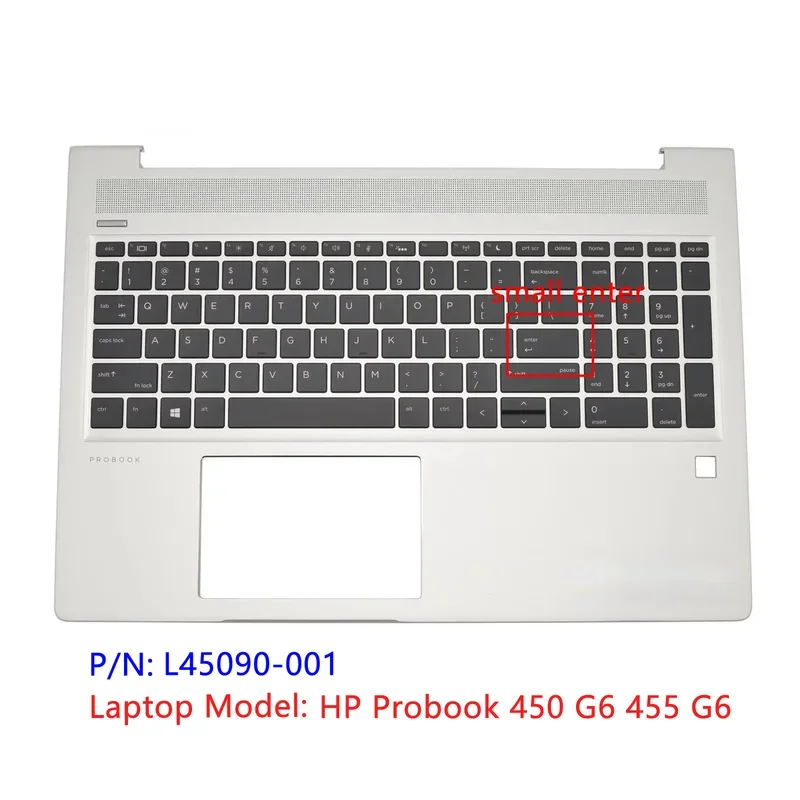 فضي أصلي جديد لـ HP Probook 450 G6 455 G6 Palmrest غطاء + لوحة مفاتيح بإضاءة خلفية L45090-001