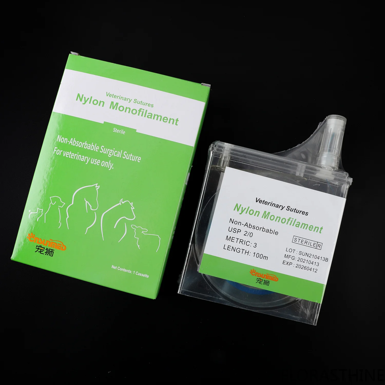 Veterinary Nylon Suture Monofilament Boxed Thread 100m Sterile Blue Non-absorbable Pet
