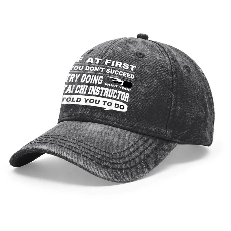 1 Vintage Washed Unisex Baseball Cap with Inspirational Quotes from Tai Chi Sports, Featuring a Retro Typography Design These Adjustable Hats Are Perfect for Outdoor Activities and Casual Outings, Making Them a Great Gift for Women.