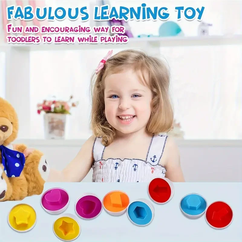 12-teiliges buntes, eiförmiges Puzzle-Spielzeugset – verbessert die Feinmotorik, die Hand-Auge-Koordination und das frühe Lernen für Toddl