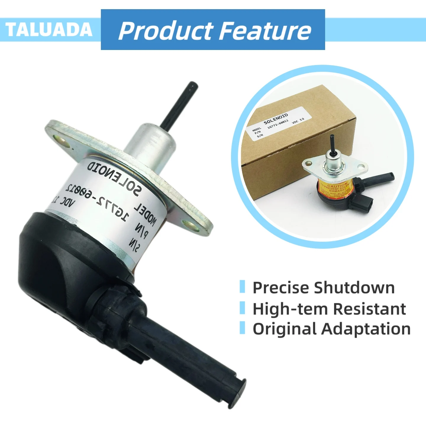 Wholesale 1G772-60012 Fuel Shut Off Solenoid For Kubota V3300 V3600 V3307 Engine Flameout Valve Excavator Machinery Aftermarket