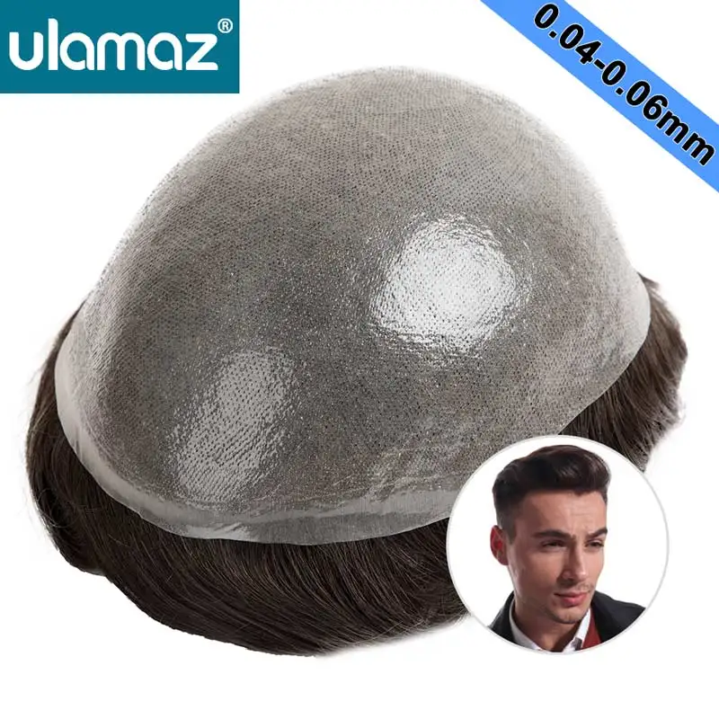 

Undetectable Male Hair Prosthesis Thin Skin Toupee Hair Men PU Hair System For Man Wigs Human Hair Natural Men's Wig Real Hair
