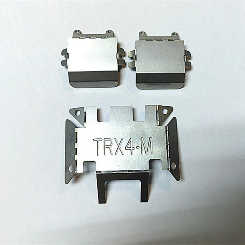 3Pcs Stainless Steel Chassis Armor Axle Protector Skid Plate For Traxxas TRX4M 1/18 RC Crawler Car Upgrade Parts