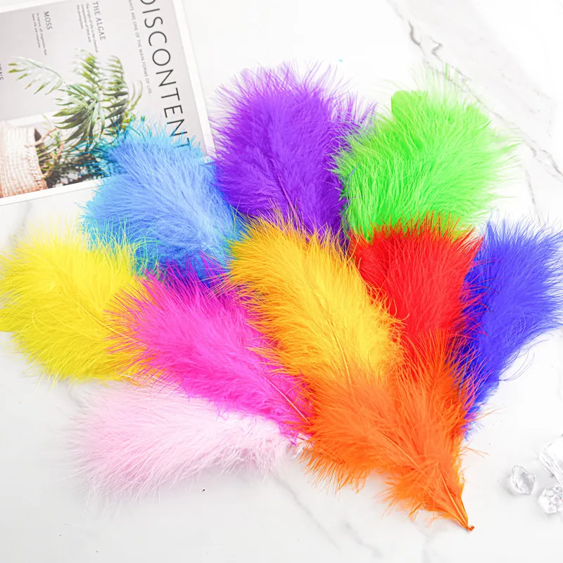 20Pcs Turkey Marabou Feathers Plumes DIY Creative Leisure Decoration Wedding Carnival Handicrafts Accessories Fly Tying Material