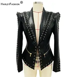 2024 Hoge Kwaliteit Lente Lady Office Fashion Pu Coat Slim Getailleerd Ontworpen Dames Lange Mouw Effen Blazer