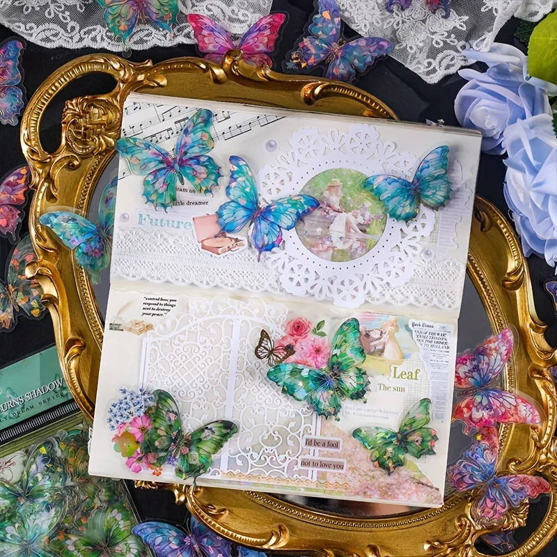 1pc, retro butterfly sticker set, self-adhesive, waterproof, suitable for accessory gift boxes