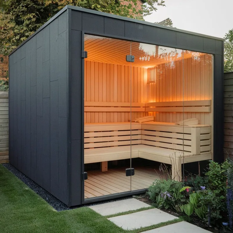 Best-Selling Customized Outdoor Red Cedar Wet Sauna Room for 4 People Dry Steam New Model Hot-Selling Customizable Sauna Room