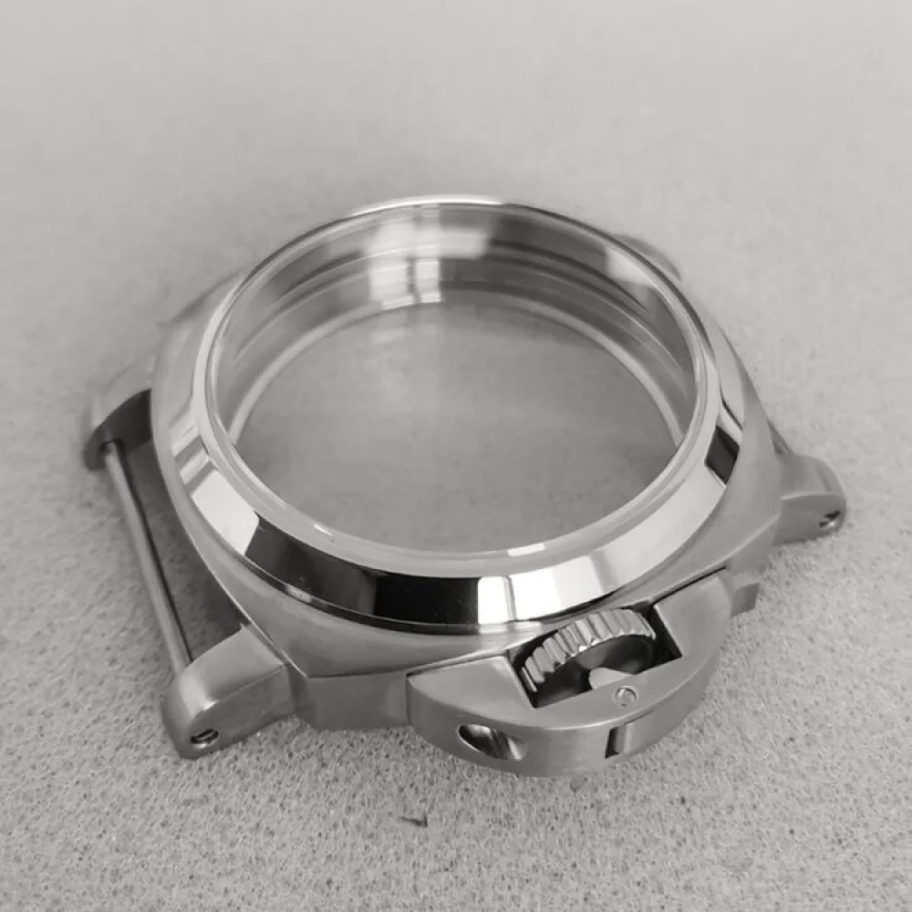 44mm Polished Brushed Stainless Steel Case Sapphire Glass PAM Bridge Crown For Eta6497/6498/ ST3600/3620 Movement