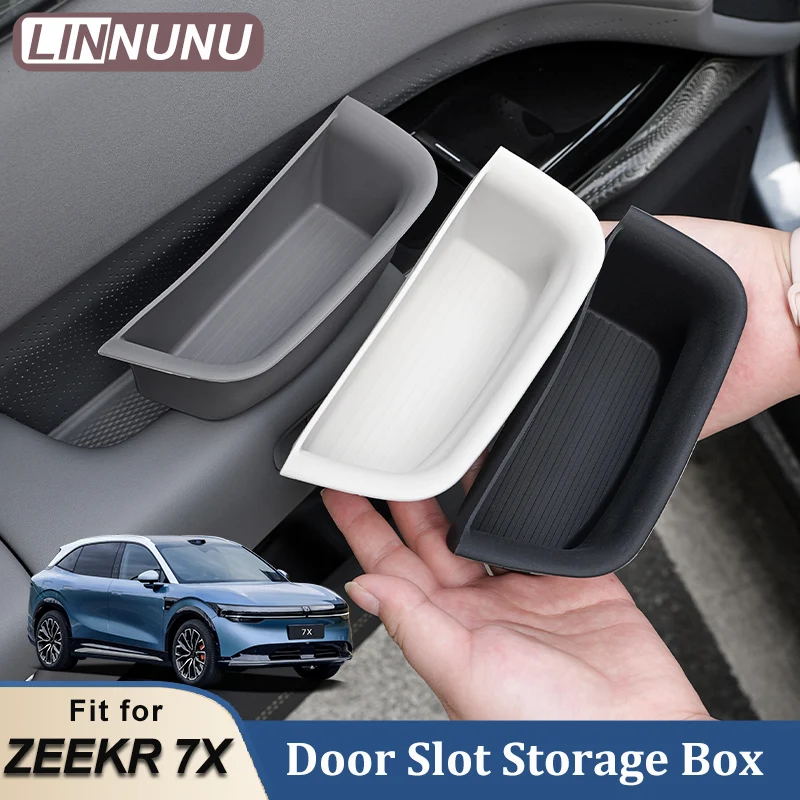 

LINNUNU Fit for ZEEKR 7X 2025 Car Door Side Storage Box Front Rear Four door handle slot silicone Organizer Interior accessories