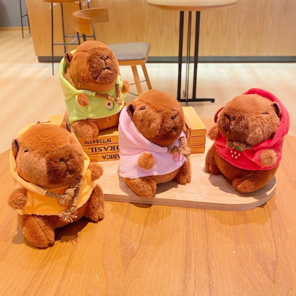 

Soft Capybara Plush Toy Keychain Hoodie Small Size Simulation Doll Anime Fluffty Toy Stuffed Animals Plush Pendant Birthday Gift