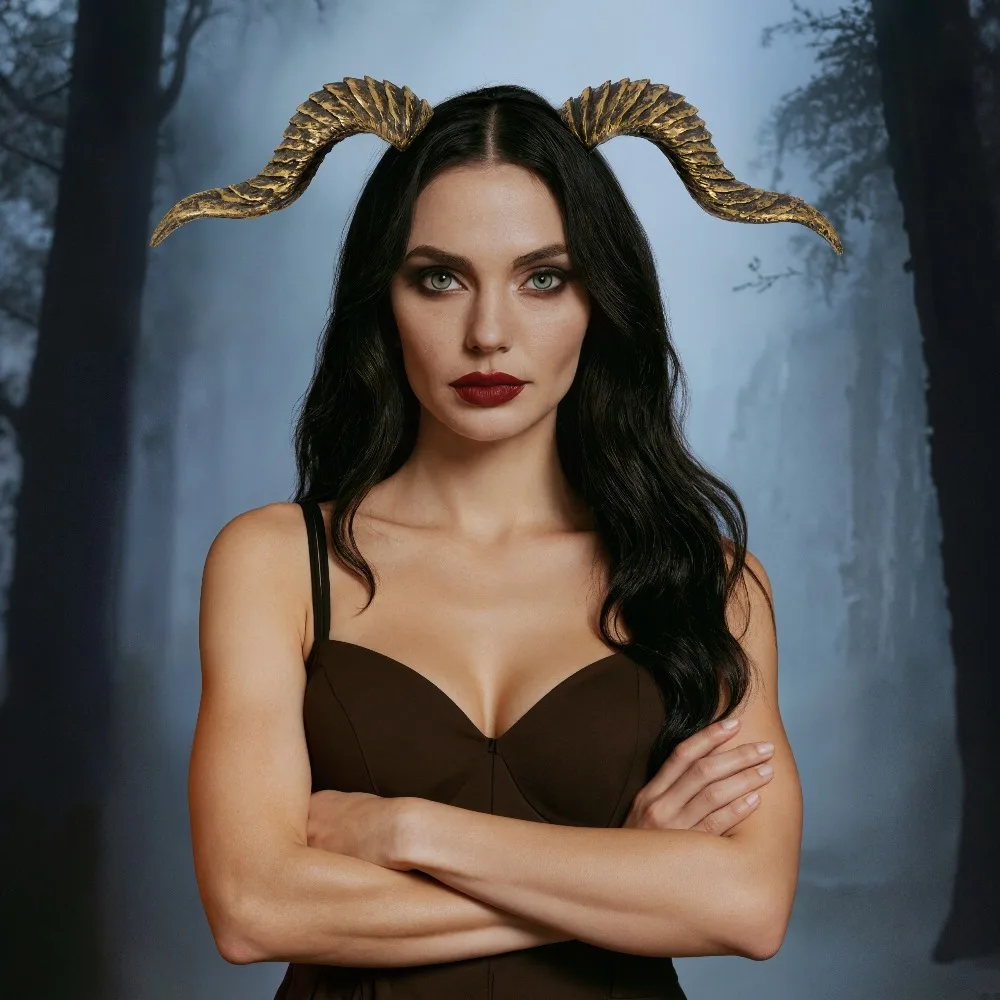 

Halloween Devil Horn Headpiece DIY Cosplay Costume Accessories with Changeable Styles Multi-functional and Adjustable Direction