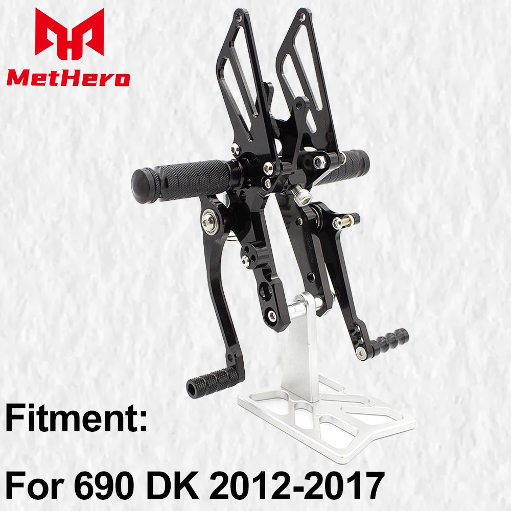 

Motorcycle Rearset Footpeg Footrest For 690 DK 2012 2013 2014 2015 2016 2017 CNC Aluminum Rear Set Foot Pedal MOTO Accessories